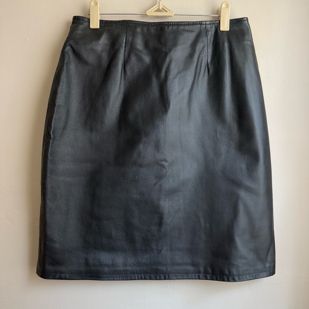 David Benjamin Vintage Black Leather Pencil Skirt Made in USA Size 8 90s